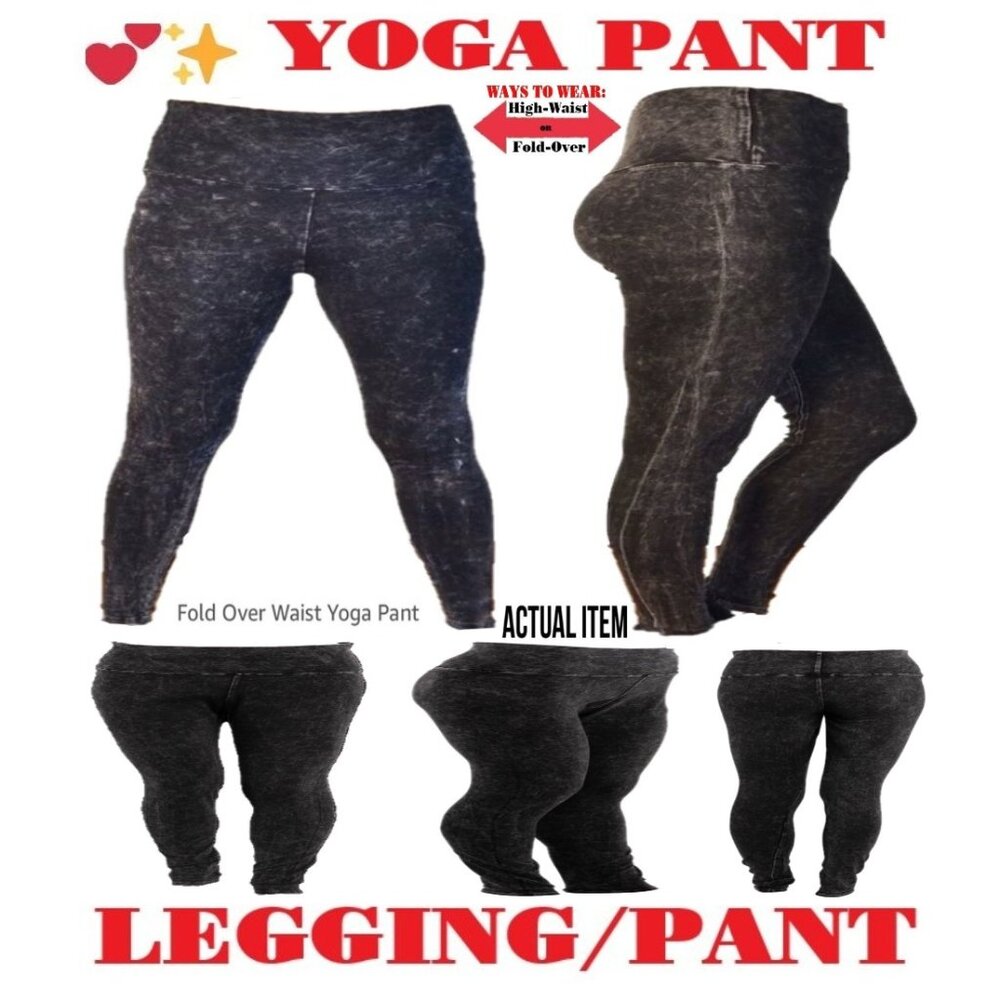 🛑BULLY High Waist ➕🆒 LEGGING PANT Fold Over SLIM LEG Mineral Wash 💸BUY NOW‼️
